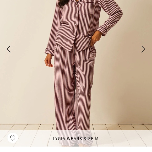 Striped Button-Up Pajama Top and bottoms - Picture 2 of 2